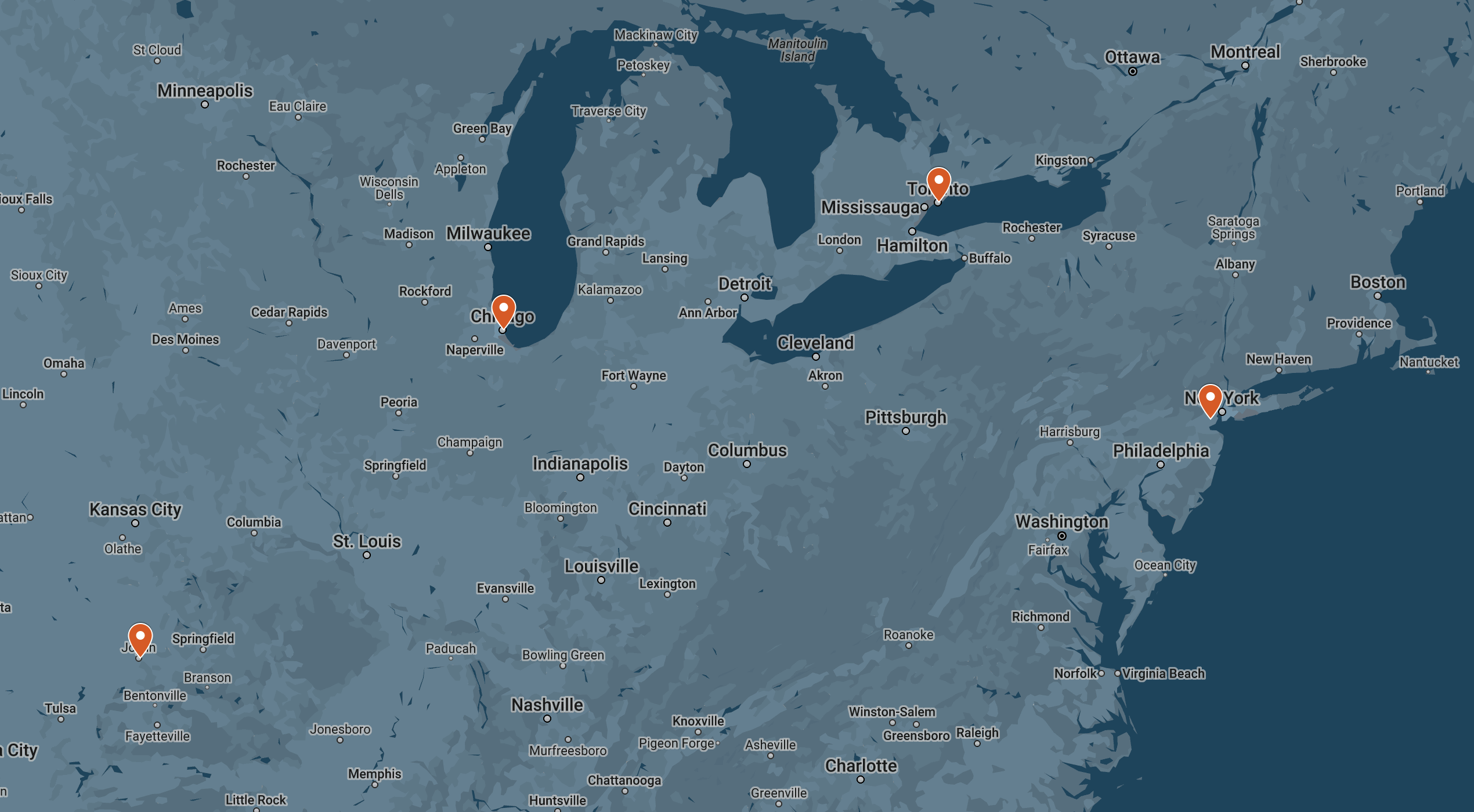 map of warehouses